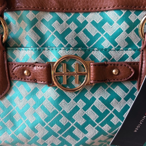 NEW Tommy Hilfiger Satchel purse, teal top handle handbag - Picture 4 of 11